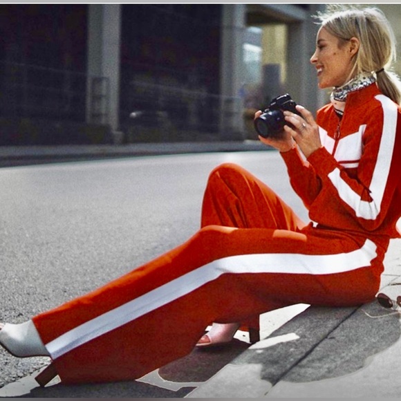 Rare EUC MARLED x OLIVIA CULPO Fashion Track Pants Size L In On Trend Red/ - Picture 3 of 14